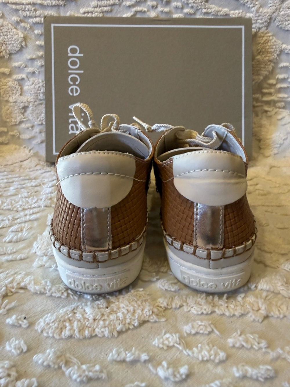 Dolce Vita Brown & Cream Woven Low-Top Sneakers #643 - Picture 4 of 6